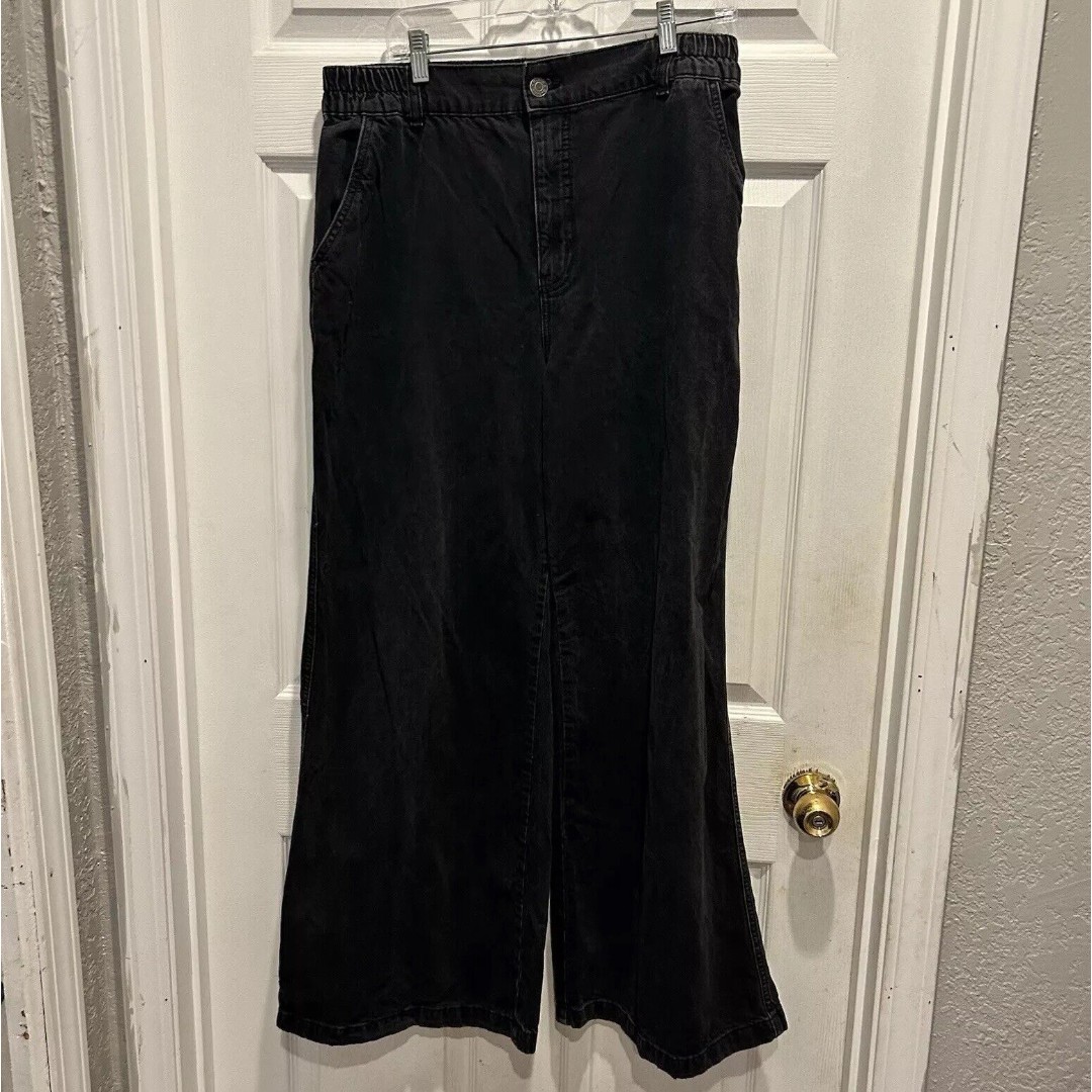 Garage Black Slouchy Denim Jeans Women’s Size 13 / 31 Wide Leg Organic Cotton