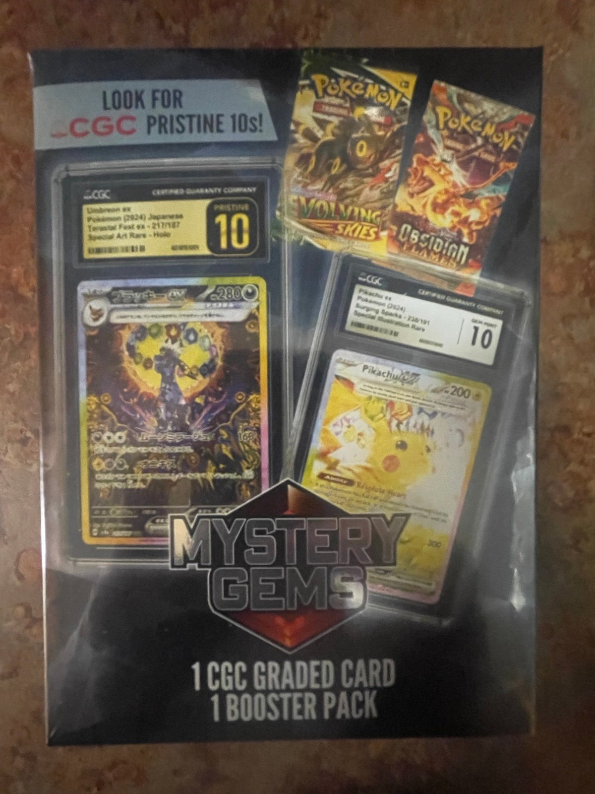 Pokemon Mystery Gems with cgc 1 graded card and one booster pack