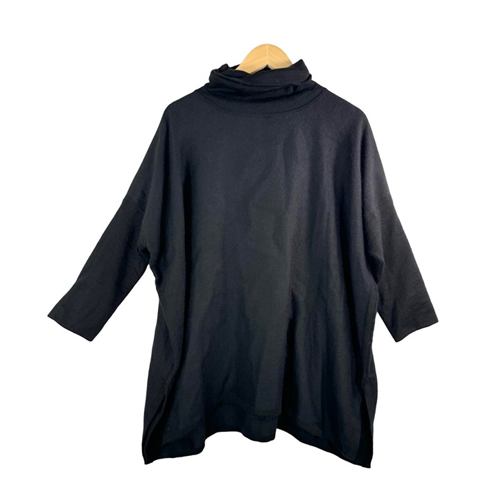 Cuyana 100% Baby Alpaca lagen look oversized turtle neck sweater black sz M/L