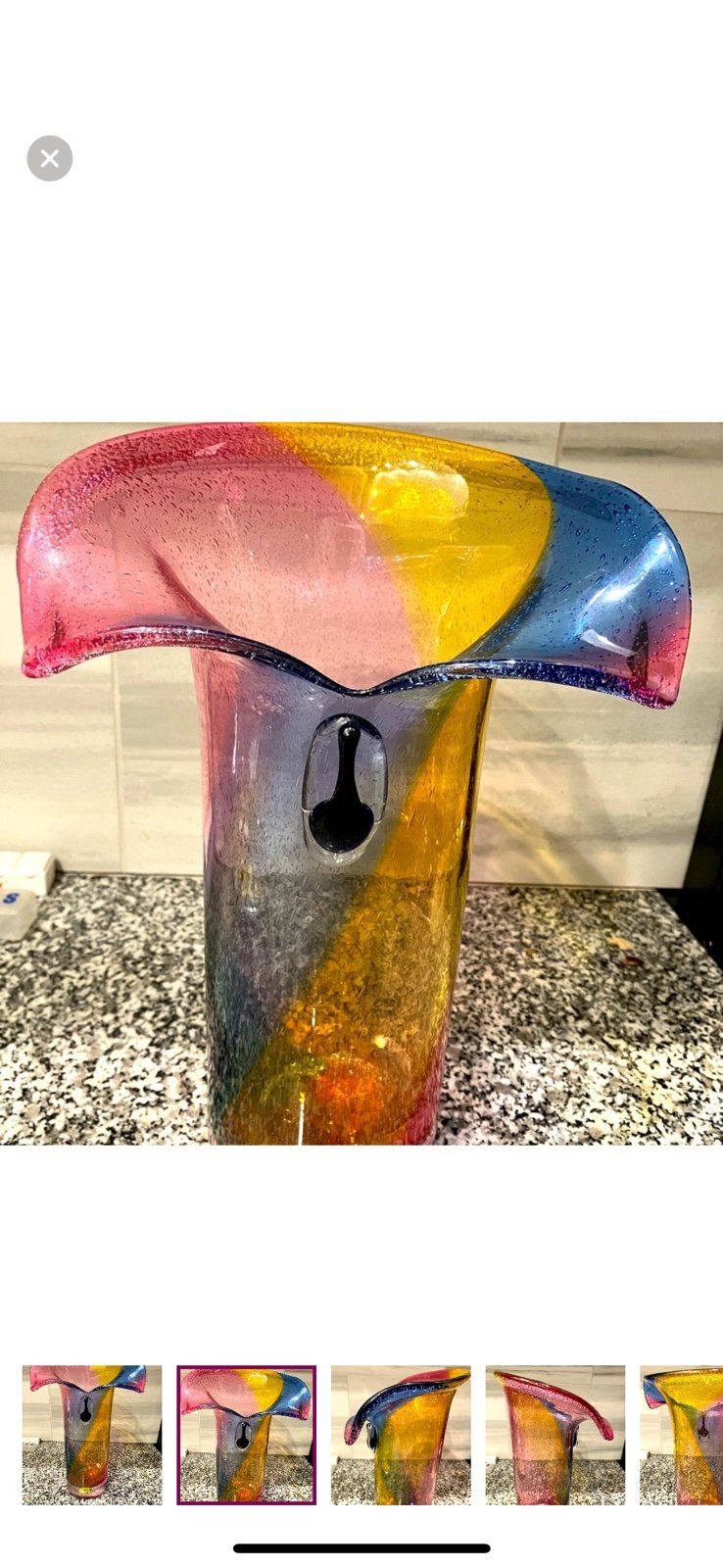 ADAM JABLONSKI EXQUISITE HAND CRAFTED LARGE MULTICOLORED VASE. MADE IN POLAND.