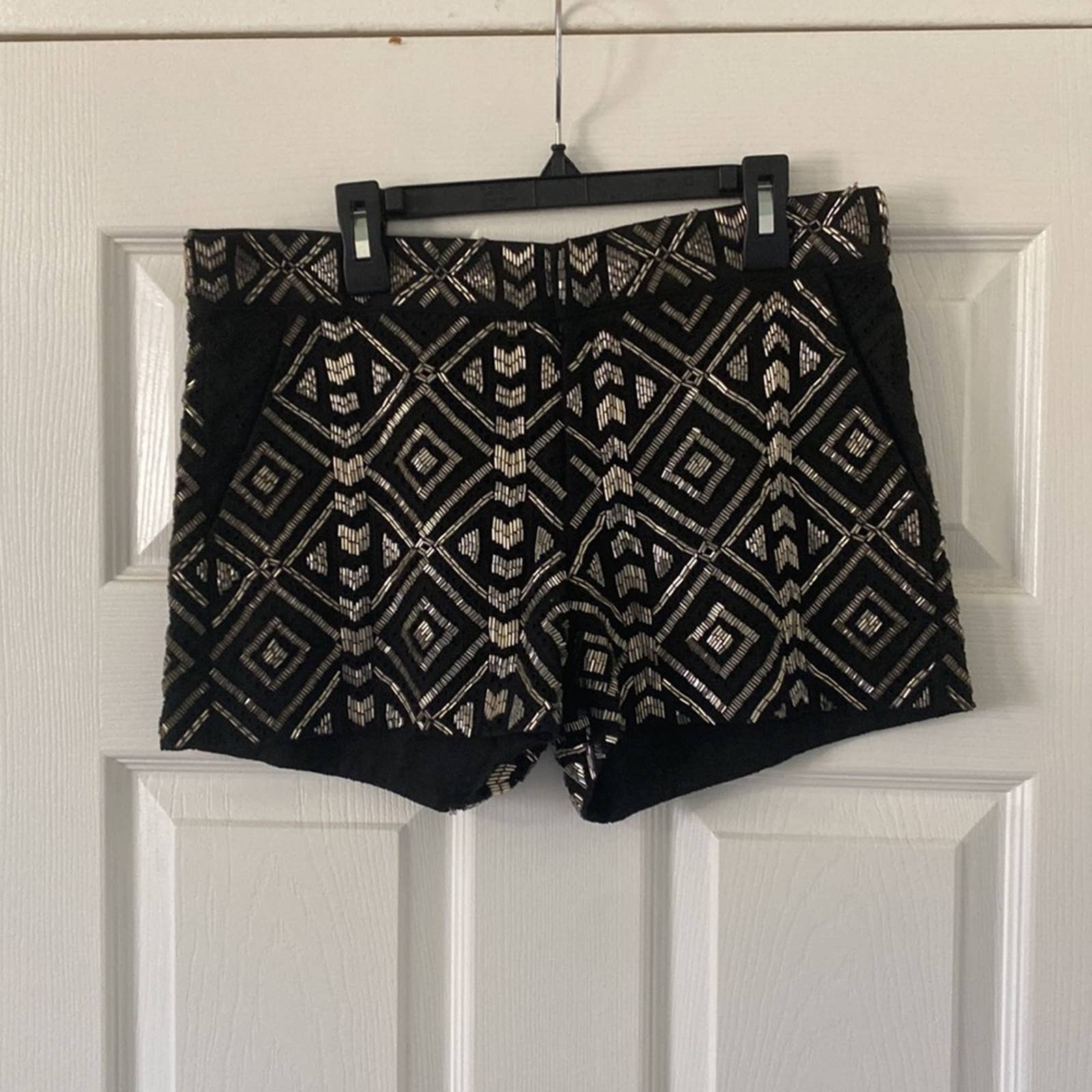 Womens Parker Silver Black Beaded Embellished Shorts Size Small
