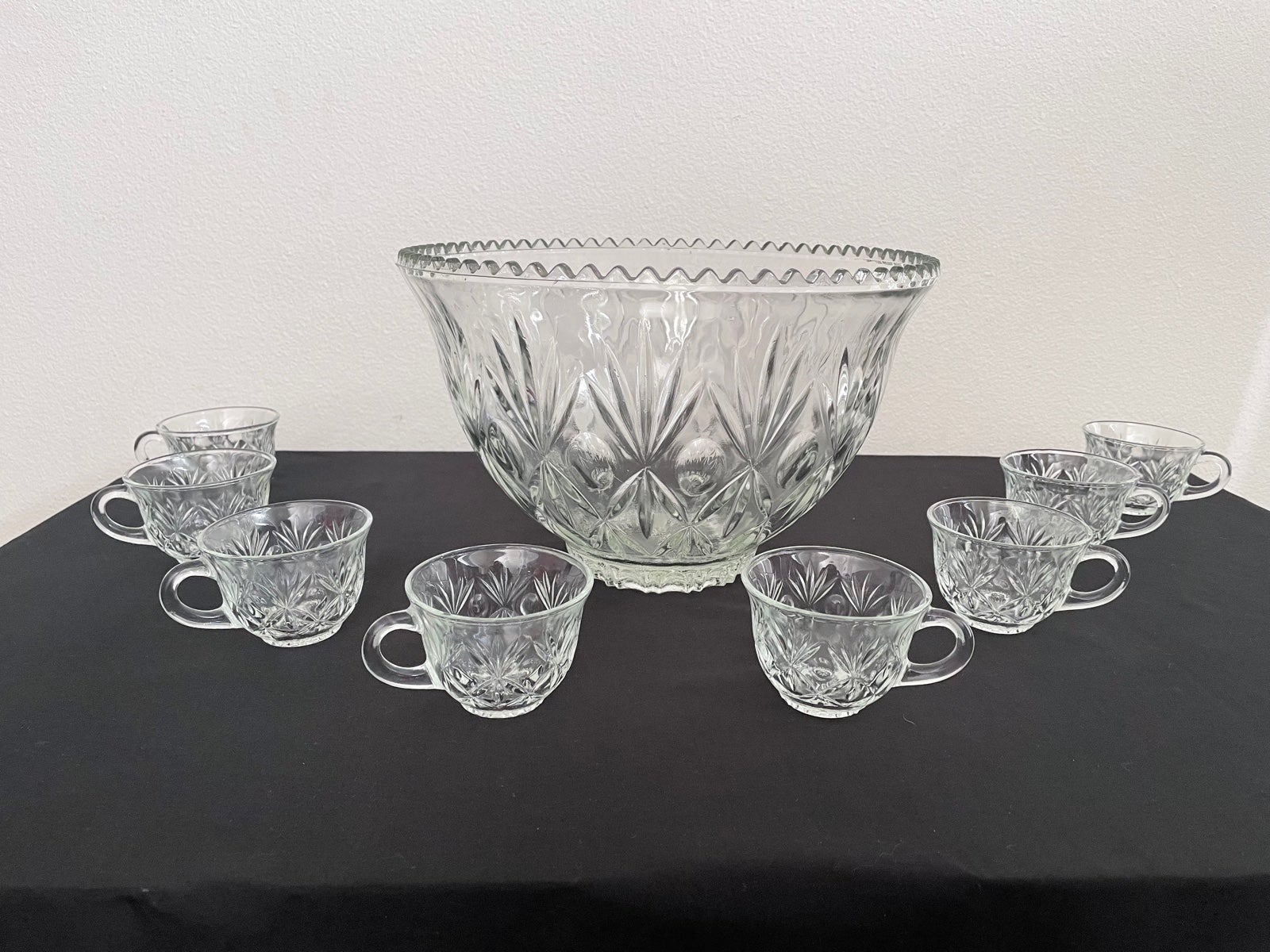 Antique punch crystal glass bowl set