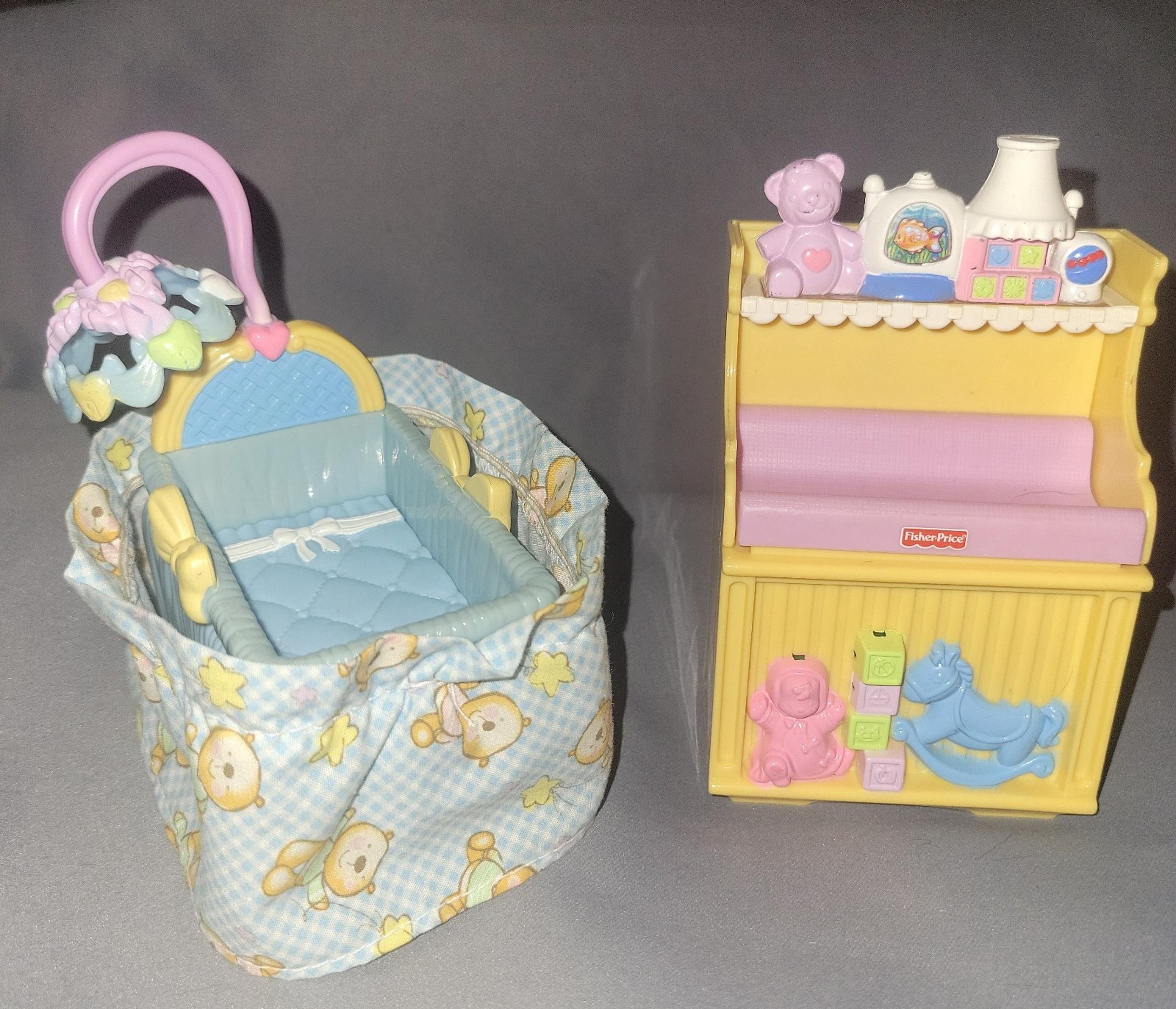Fisher Price Loving Family Dollhouse FURNITURE Musical Changing Table & Crib