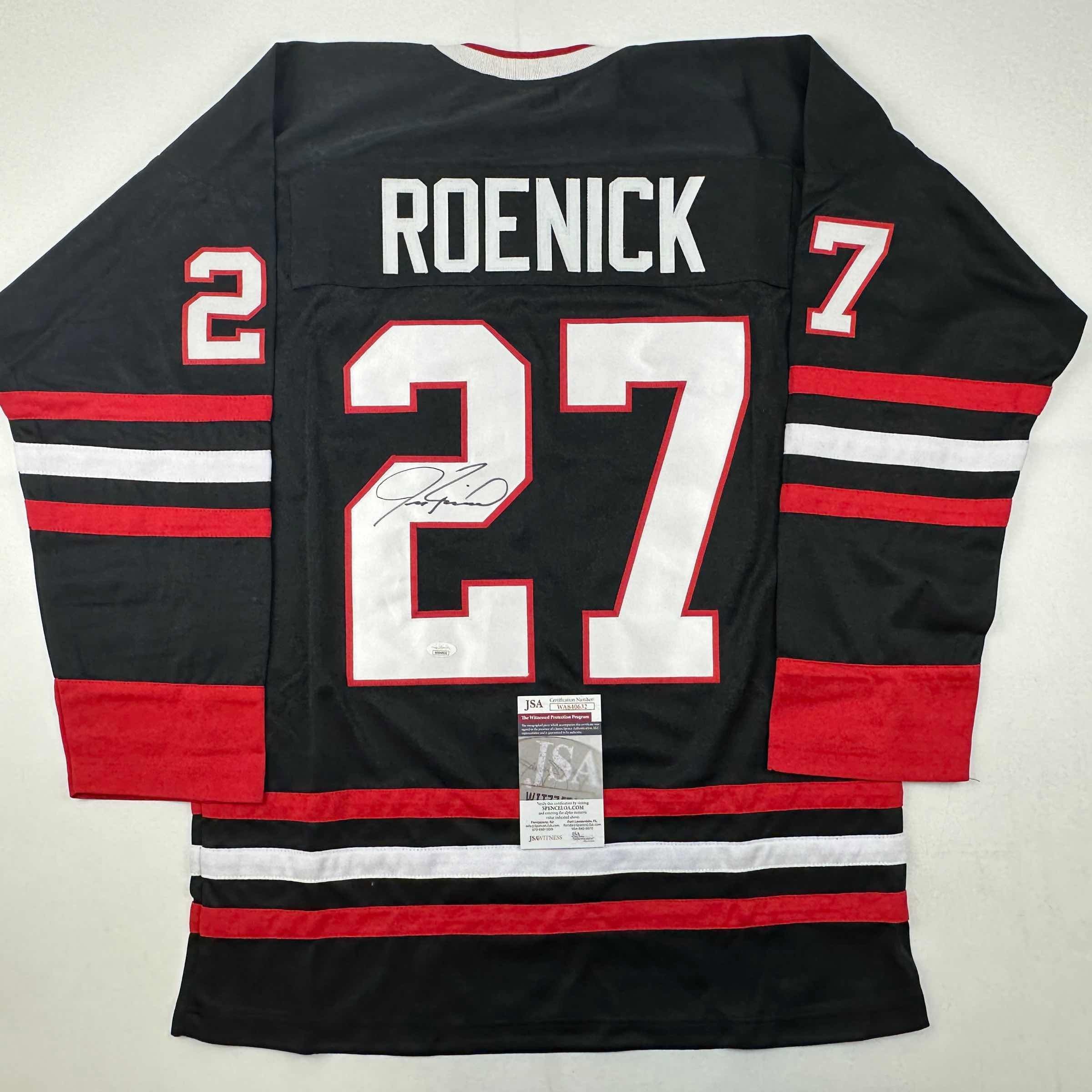 Autographed/Signed Jeremy Roenick Chicago Black Jersey JSA COA