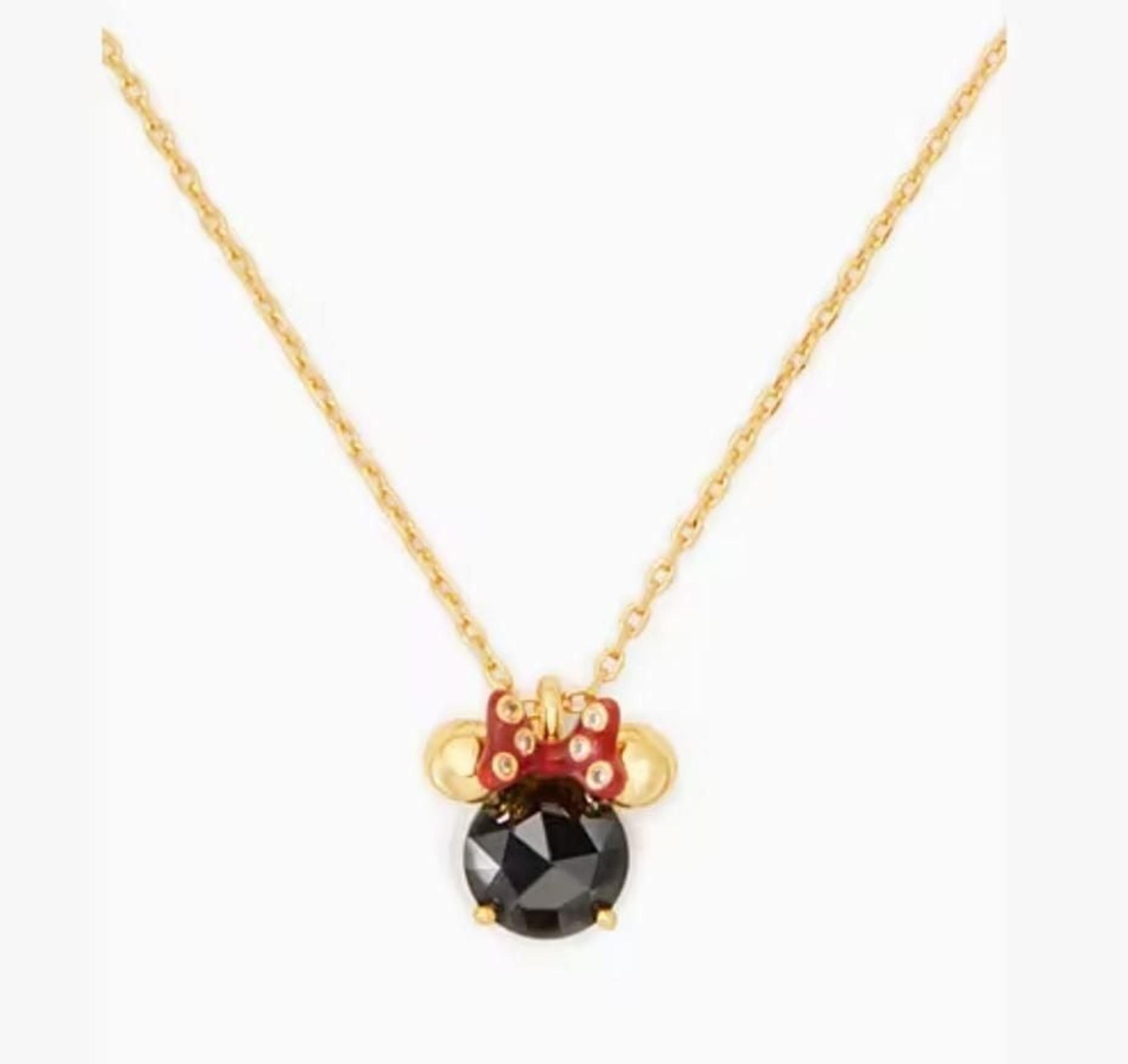 Women's Kate Spade Black and Red Bow Pendant Necklace