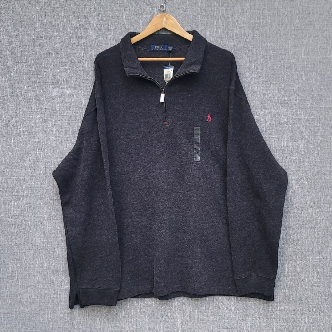 Polo Ralph Lauren 1/4 Zip Cotton Sweater Charcoal Gray Mens 3XLT NWT