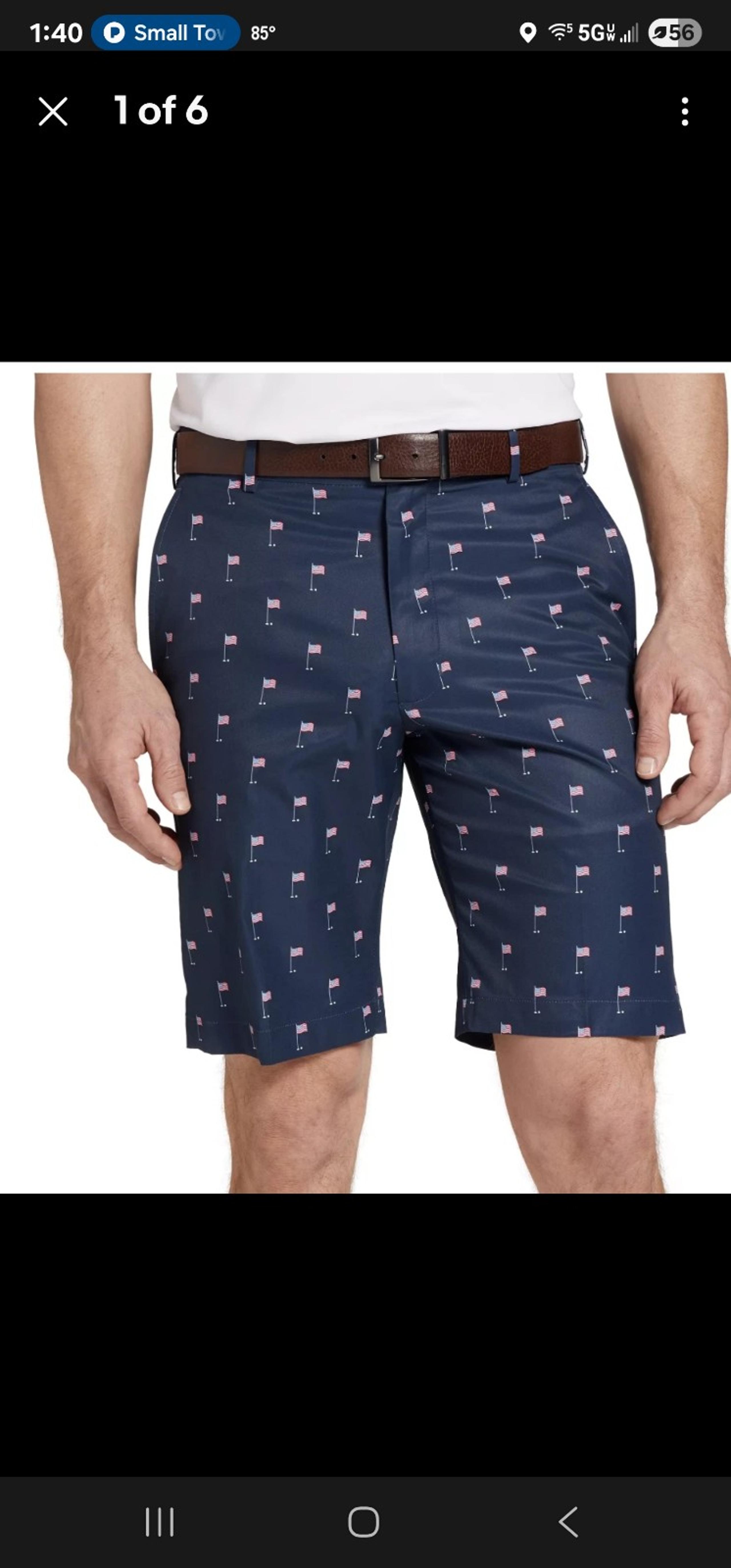 Walter Hagen Men's Perfect 11 Golf Shorts 36 Tee Flag Navy Hydro-Dri Technology