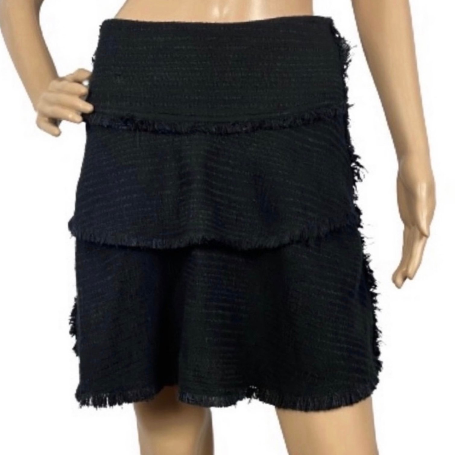 NEW IRO BLACK TIERED TWEED MINI SKIRT