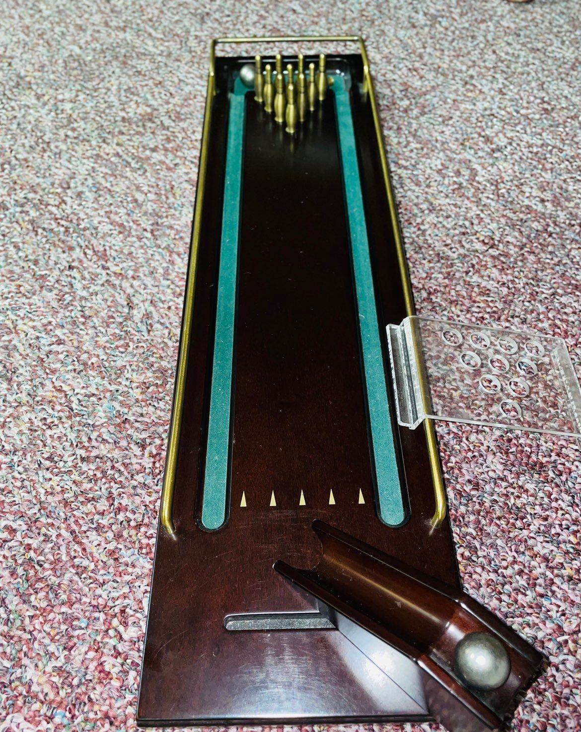 Miniature Mahogony bowling set by Bombay Company