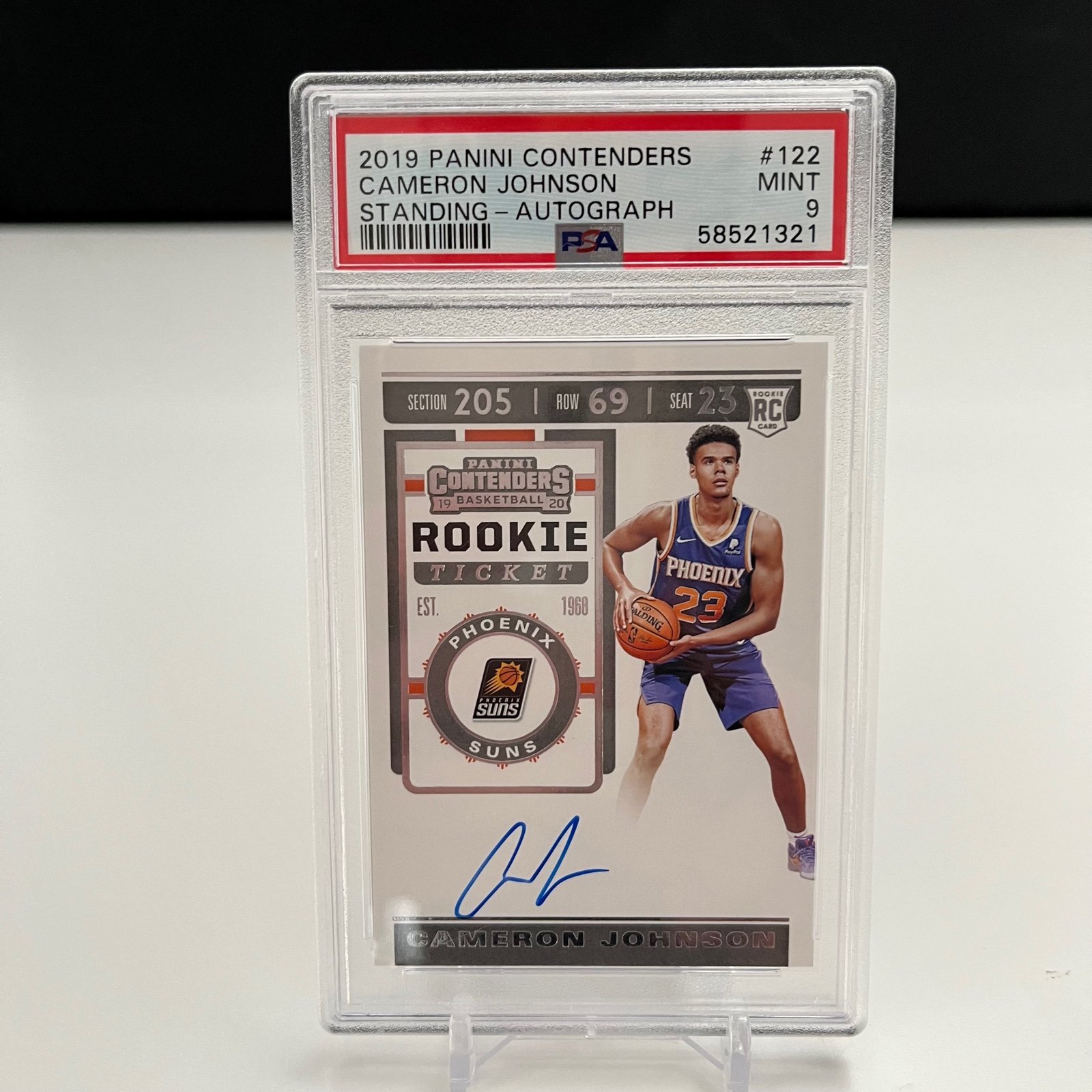 2019 Cameron Johnson Panini Contenders Rookie Ticket On Card Auto #122- PSA 9