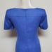 80s Vintage Cornflower Blue Knit Square Neckline Drop Waist Midi Sheath Dress M