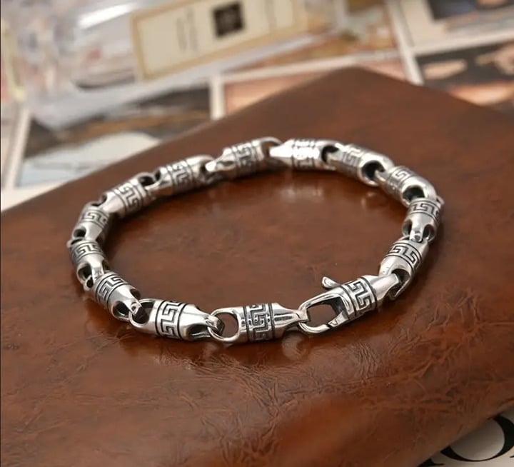 8 Mens 18K White Gold Chain Link Bracelet Guys 18 Karat 8 inch Silver Jewelry