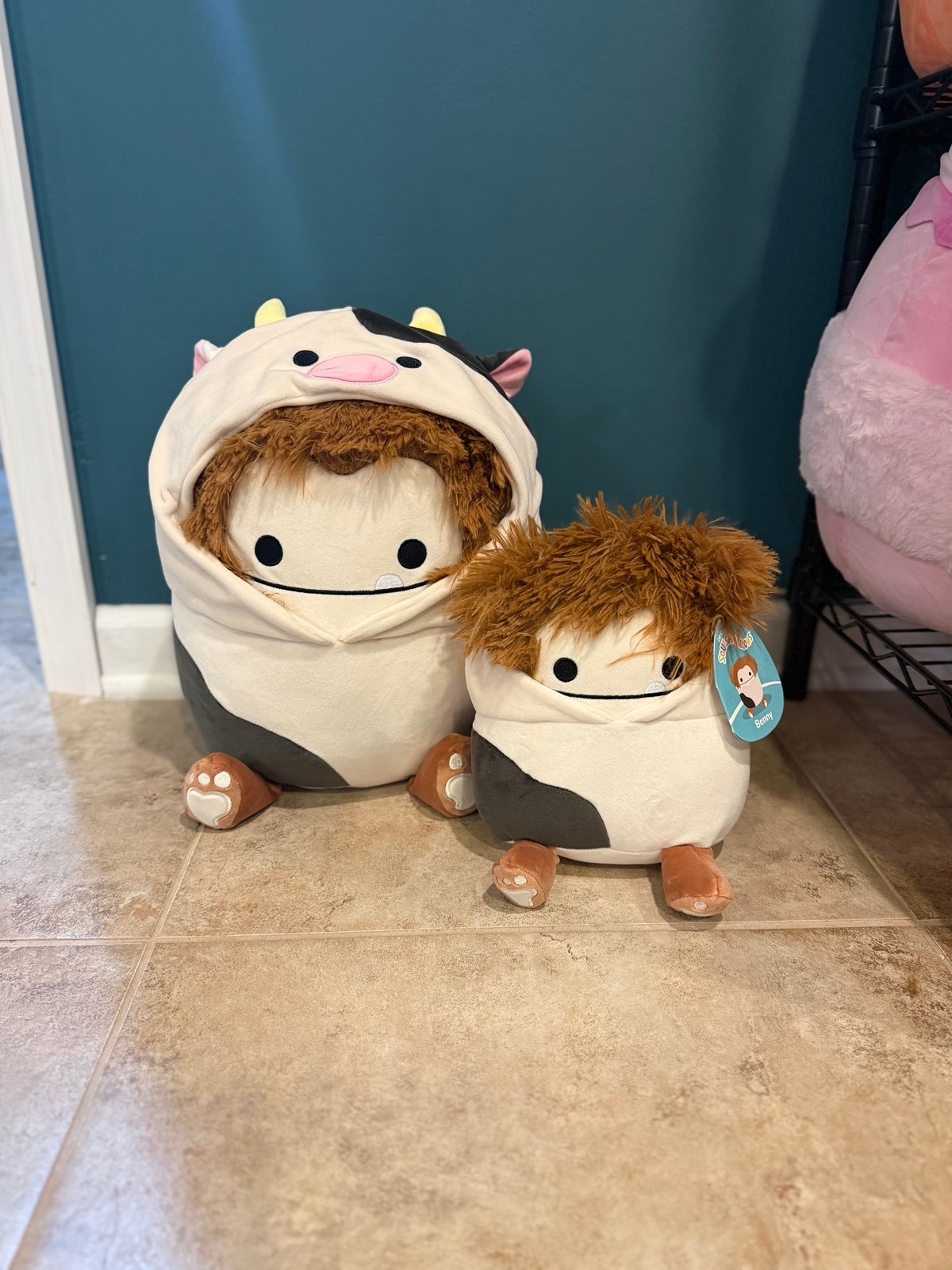 Squishmallows NEW Benny Bigfoot in Connor the Cow Costume 12” and 8” BNWT HTF