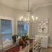 White with rust iron French countryside beaded chandelier