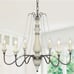 White with rust iron French countryside beaded chandelier