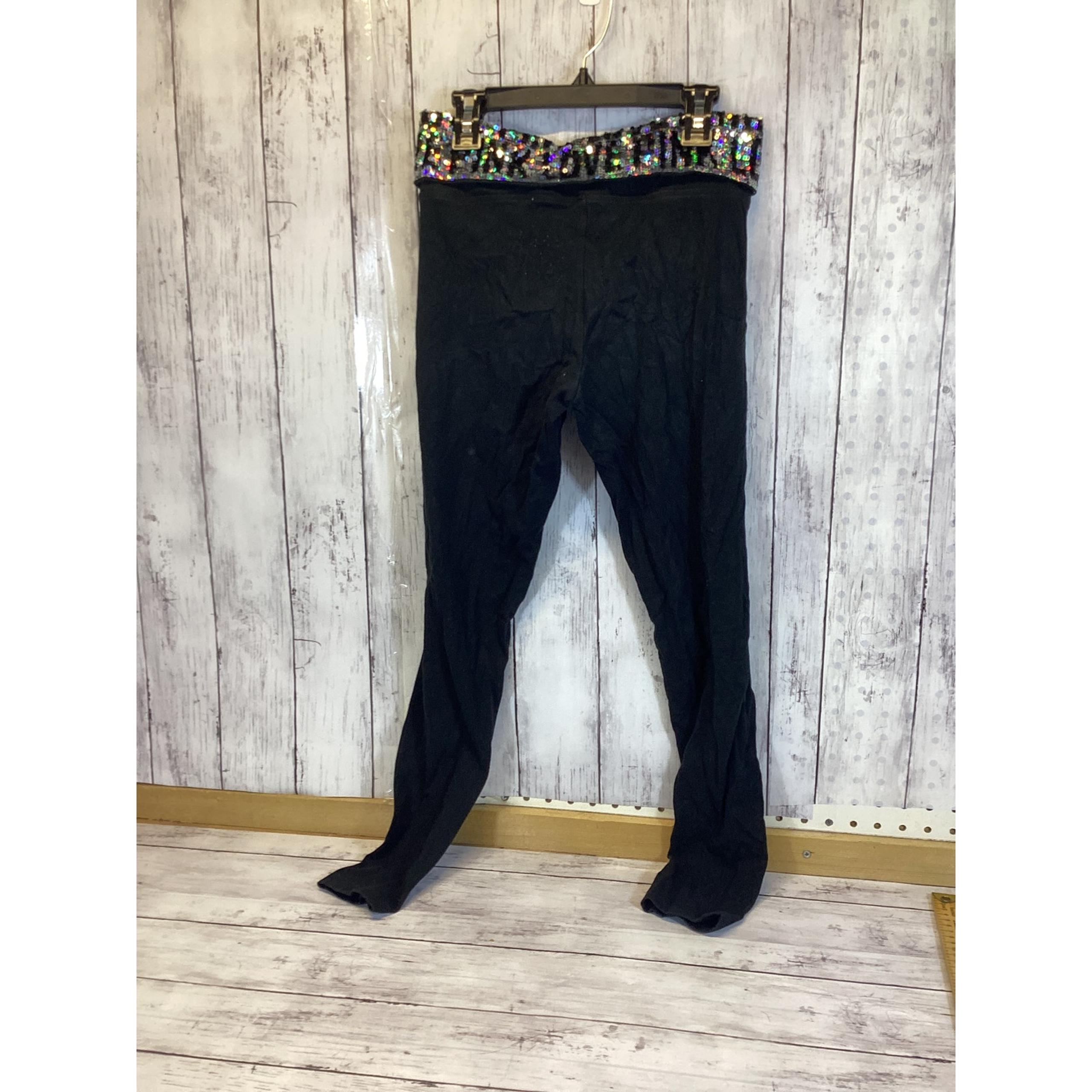 Victoria's Secret Pink Yoga Pants Reversible Aztec Black Legging Size Small