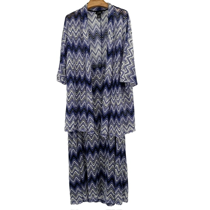Catherine's any wear womens purple Chevron suit topper jacket skirt size 3X plus