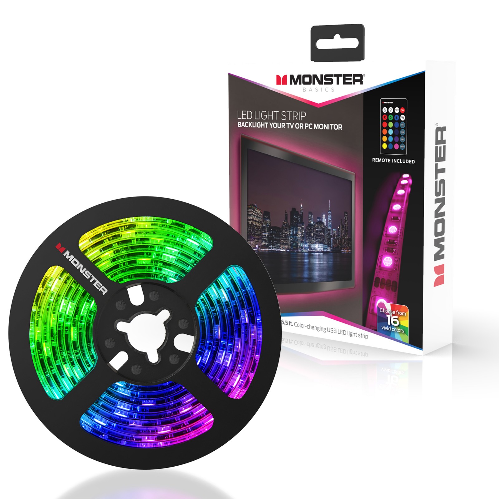 Colorful RGB light with remote and disk battery included
