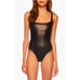 Revolve Susana Monaco Faux Leather Low Back Black Bodysuit XS NWT 148 Retail