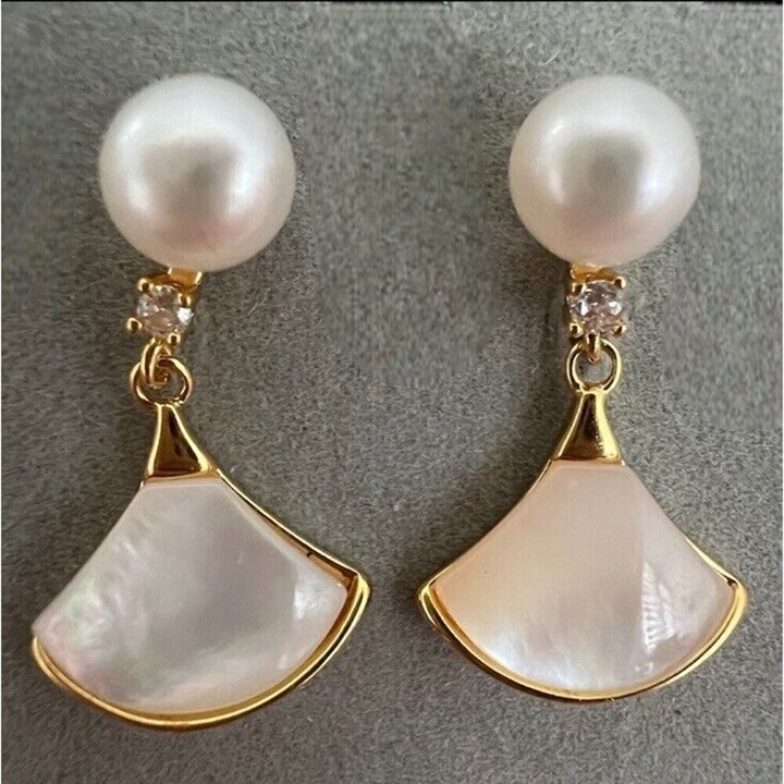 925 Silver Stud AAAA Natural Freshwater Cultured White Pearl Earrings