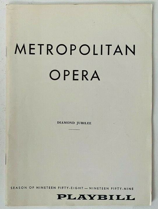 1958 Metropolitan Opera Program - Opening Night - TOSCA - Tebaldi, Del Monaco