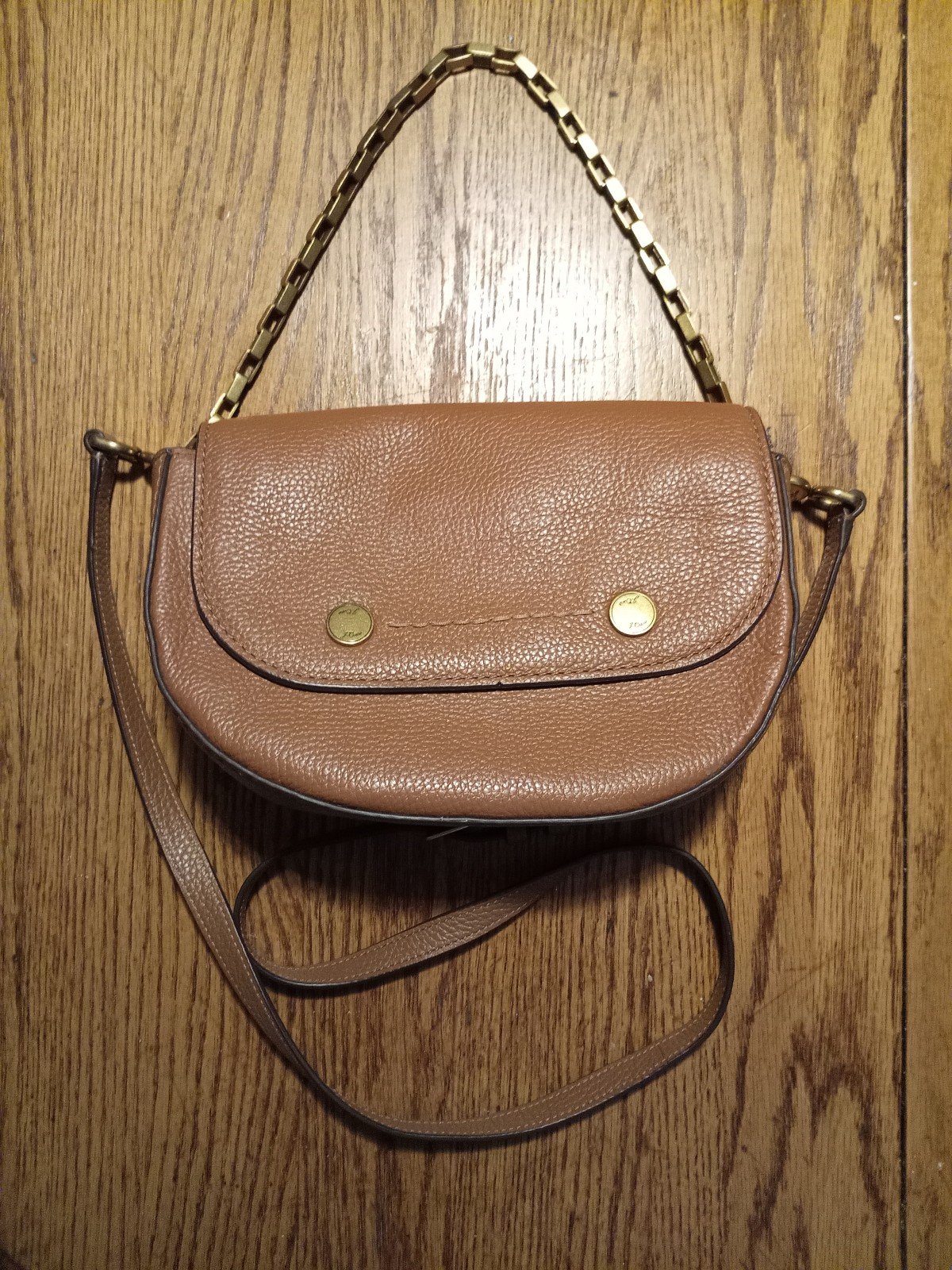 J Crew Bristol Crossbody Bag Camel Brush Gold Chain Handbag