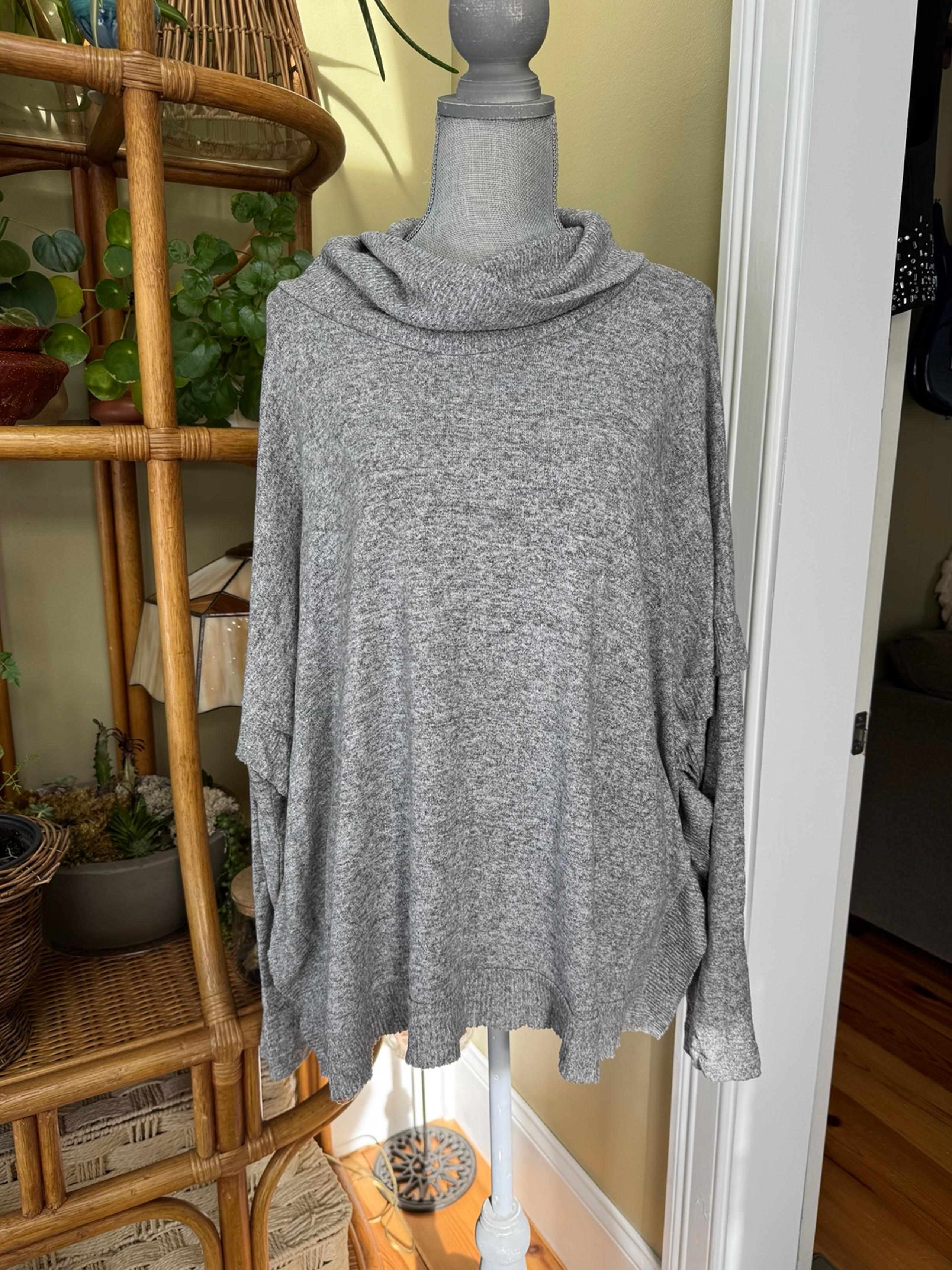 Anthropologie Cowl Neck Sweater Heather Grey Size XL