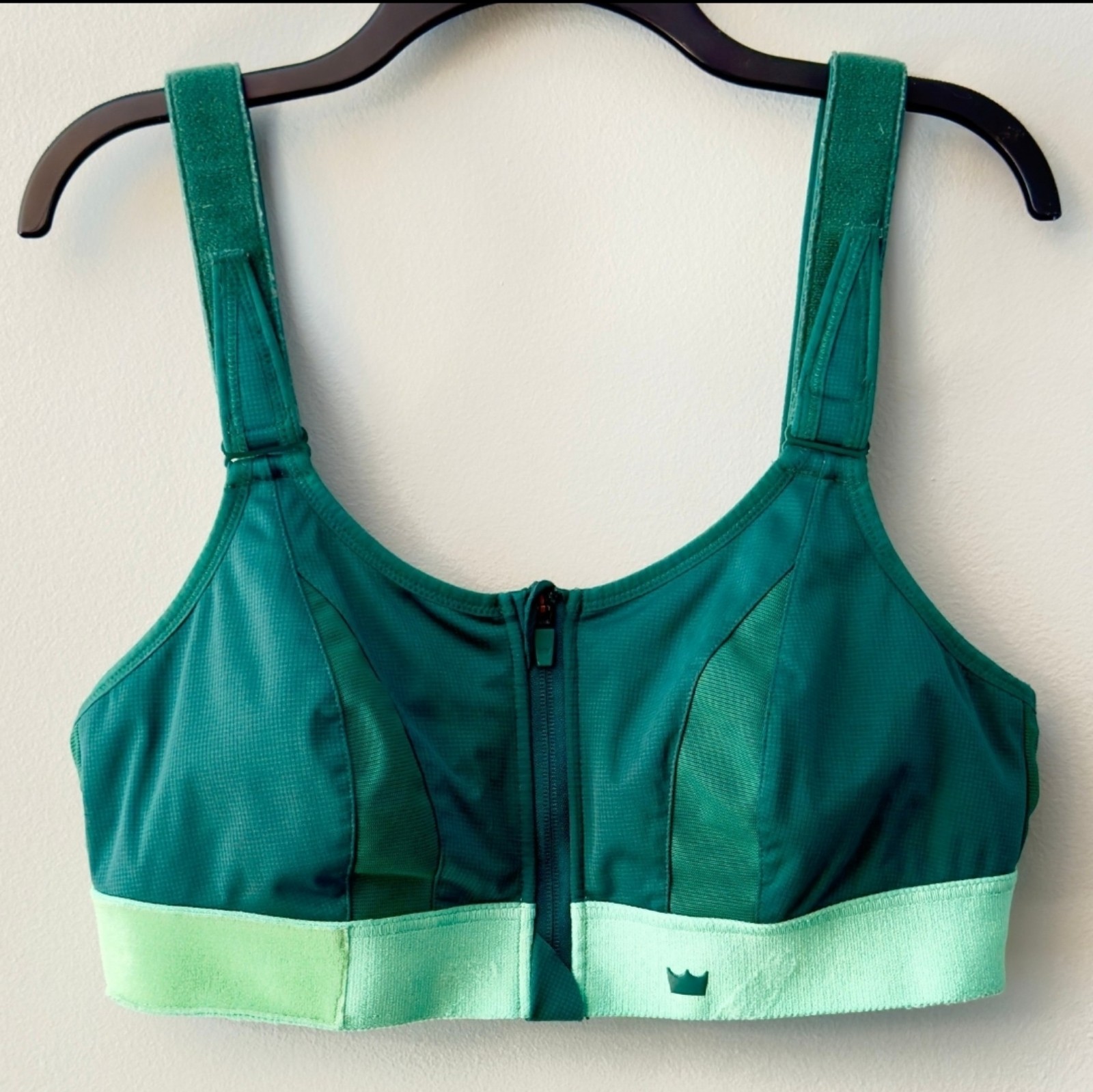 Green Shefit High Impact Front Zip Sports Bra