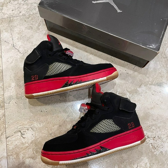 Kids Air Jordan Fusion 5 GS 'Black' Shoes Size 6Y