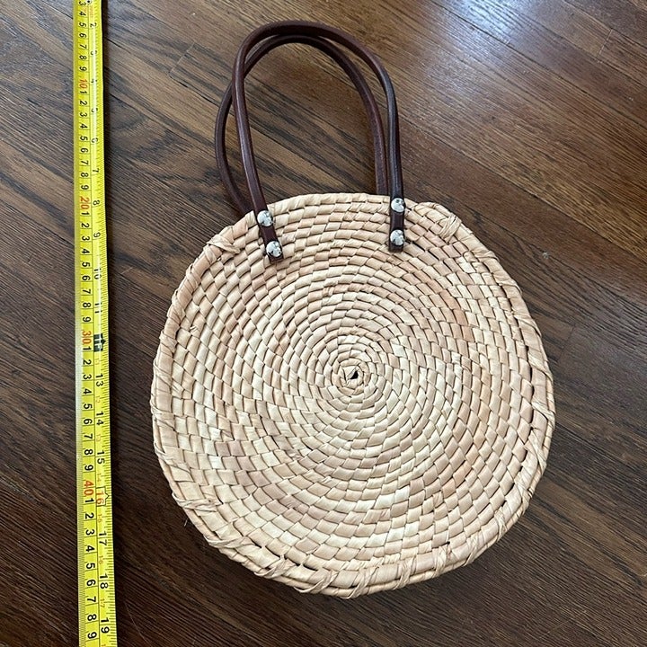 Handmade Straw and Leather Bag from Mexico