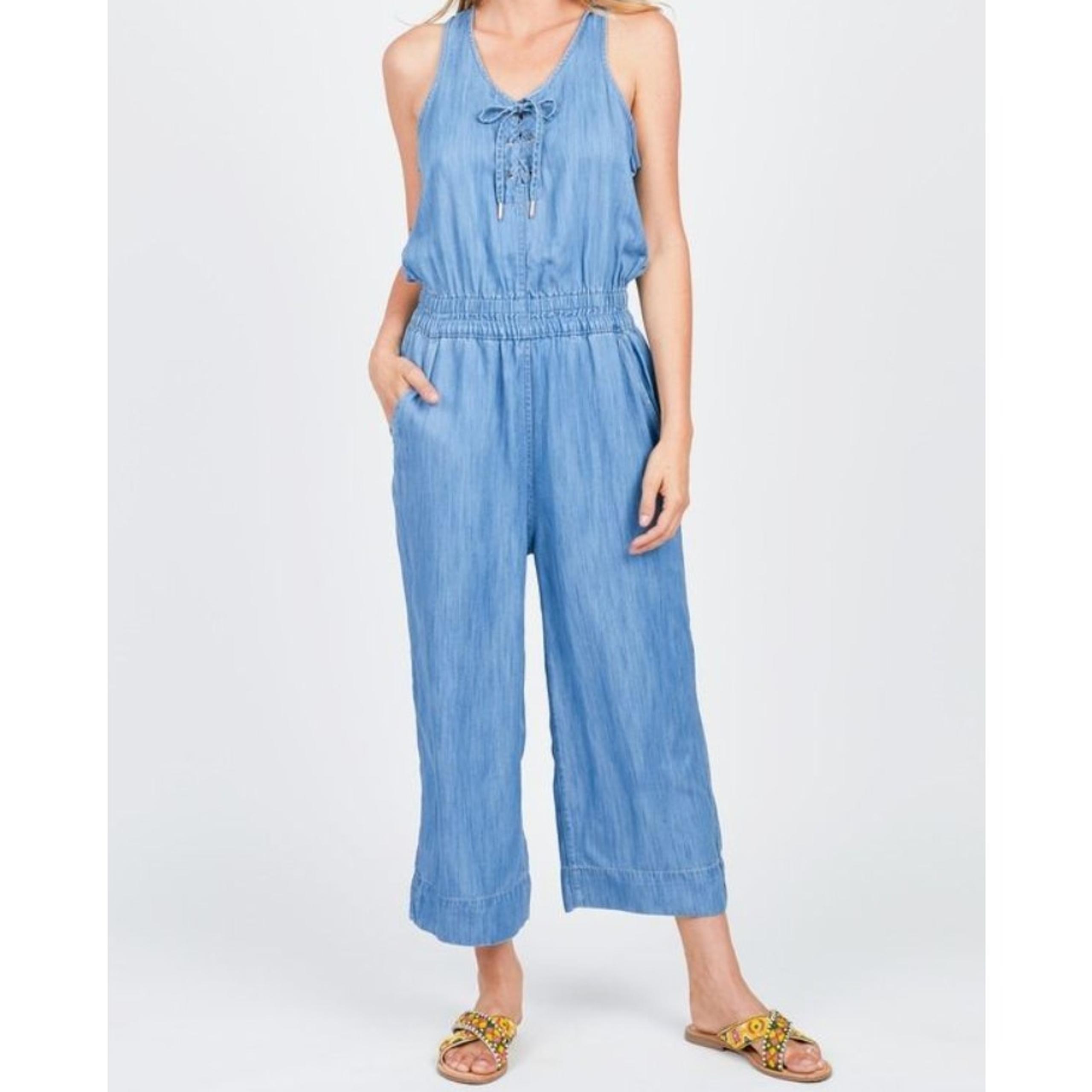 Calvin Klein Jeans Jumpsuit Women's Size S Chambray Denim Blue Casual Basics