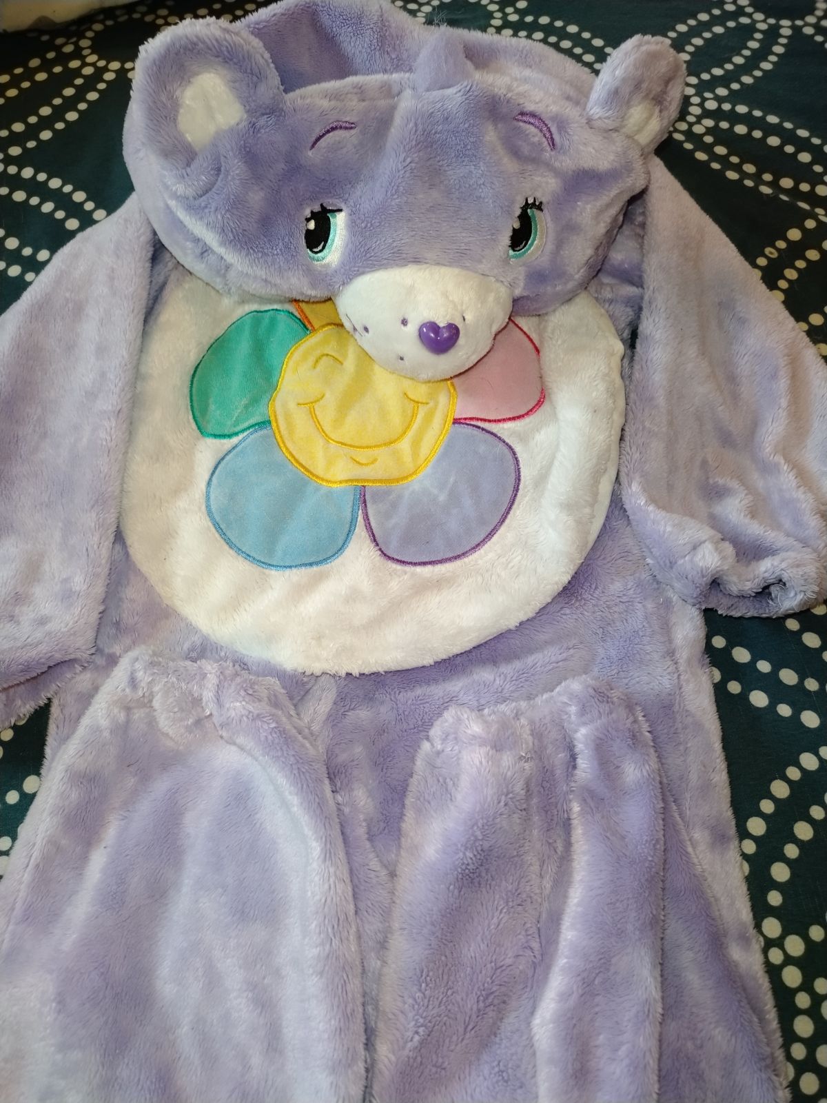 VINTAGE CARE BEAR PURPLE FLOWER HARMONY BEAR HALLOWEEN COSTUME SIZE 3T-4T