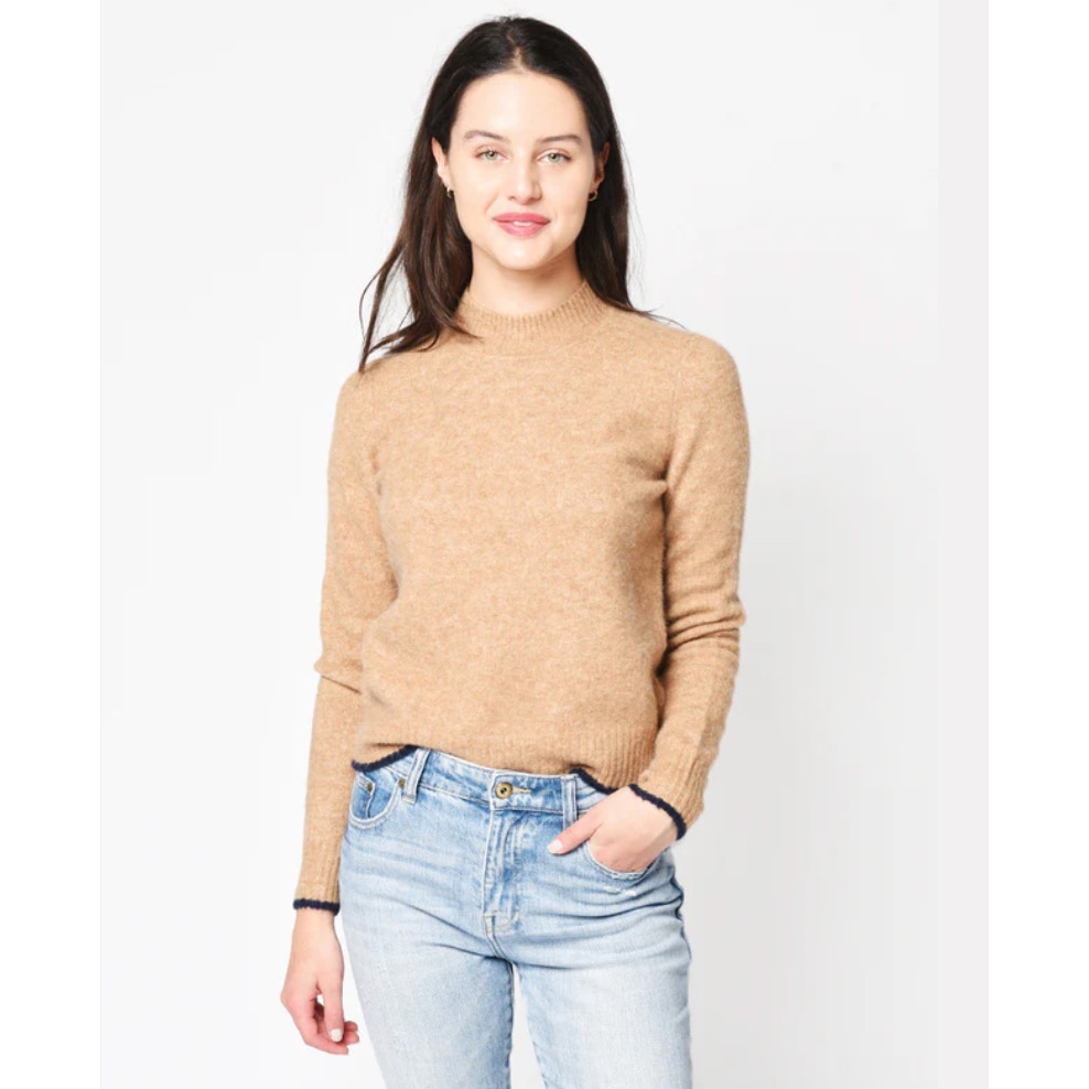 Vince Contrast Tip Wool Alpaca Sweater Camel Large