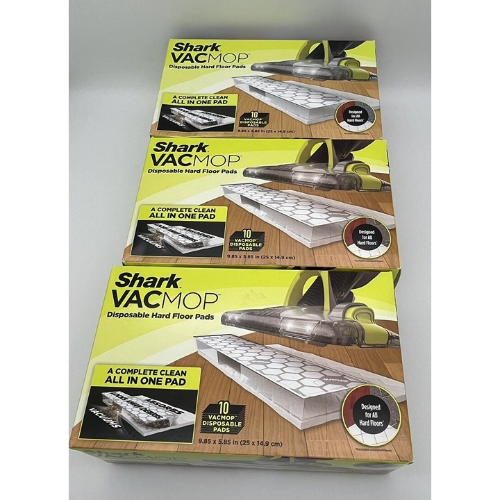 Shark VacMop Disposable Hard Floor Pads 3 Box 10 Pads ea Total 30 pads NEW NIB