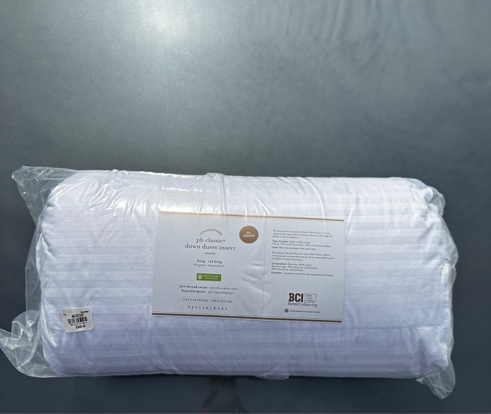 Pottery barn PB classic down duvet insert king / California king