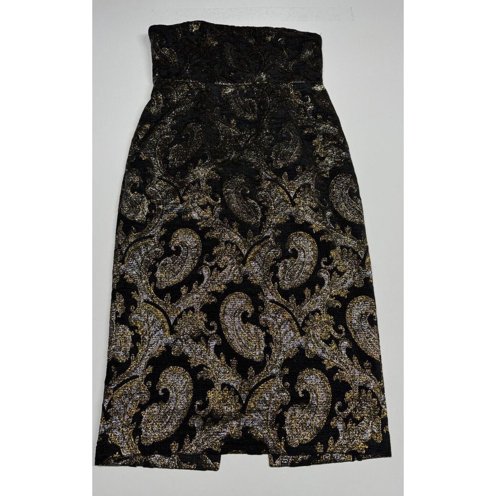 Anthropologie Tracy Reese Strapless Jacquard Dress 348 Sz 8 - NWT Gold Silver