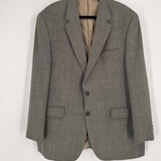 Vintage Ralph Lauren Double Breasted Blazer lambsWool Herringbone brown Size 46L