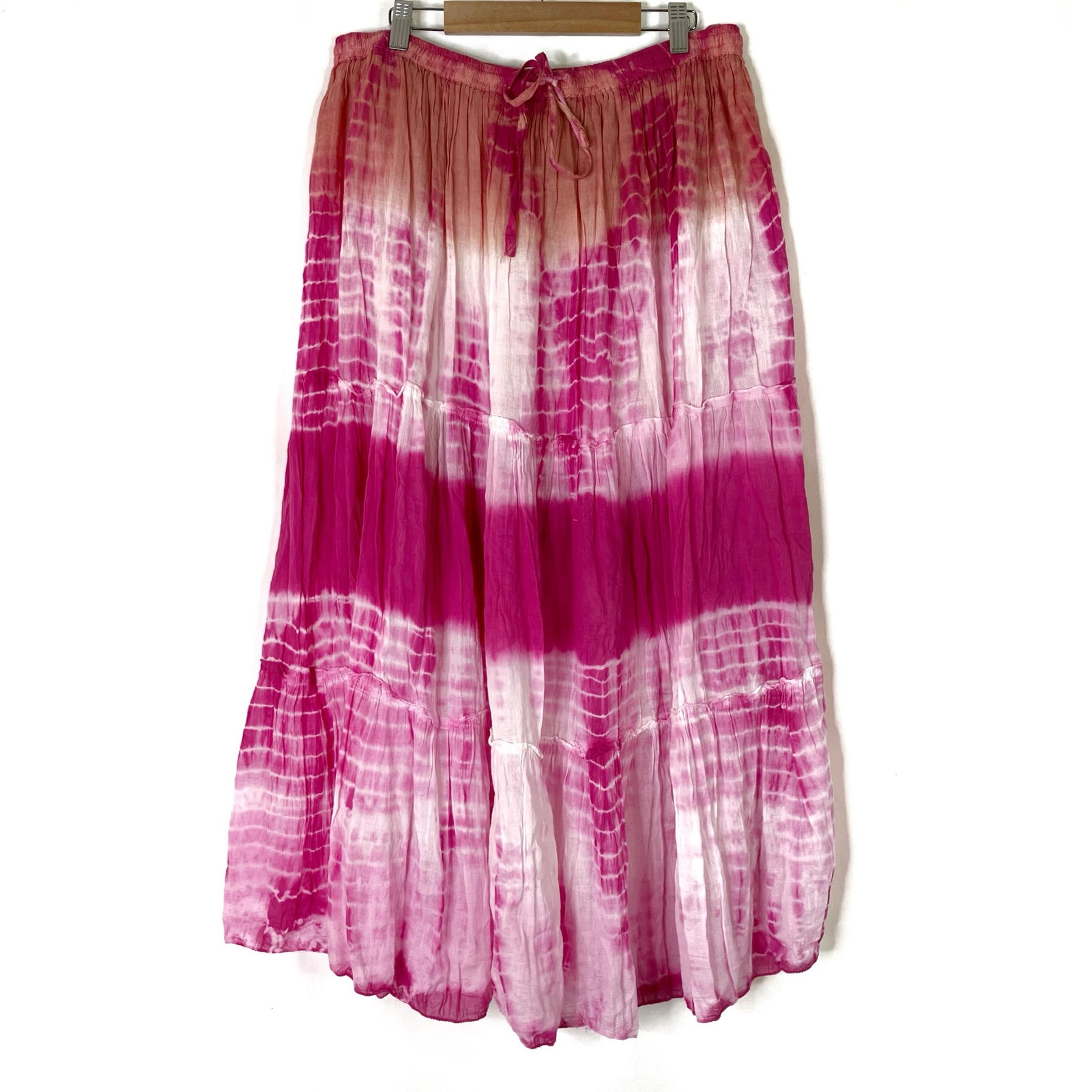 Jane Ashley Pink Tie Dye Full Skirt Casual Bohemian Hippie 100% Cotton Womens 1X