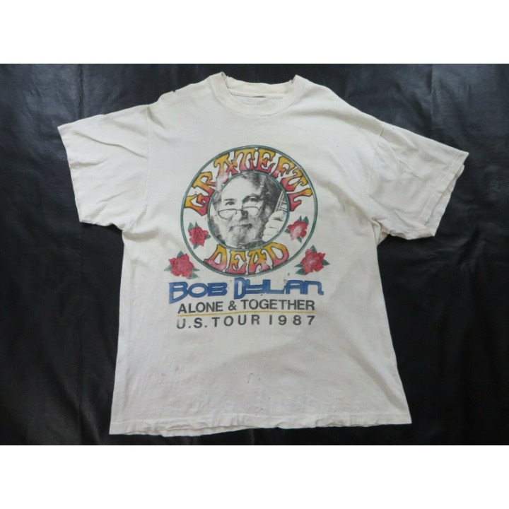 VINTAGE 1987 Grateful Dead Dylan Alone Together Tour T-Shirt Vtg 80s Distressed