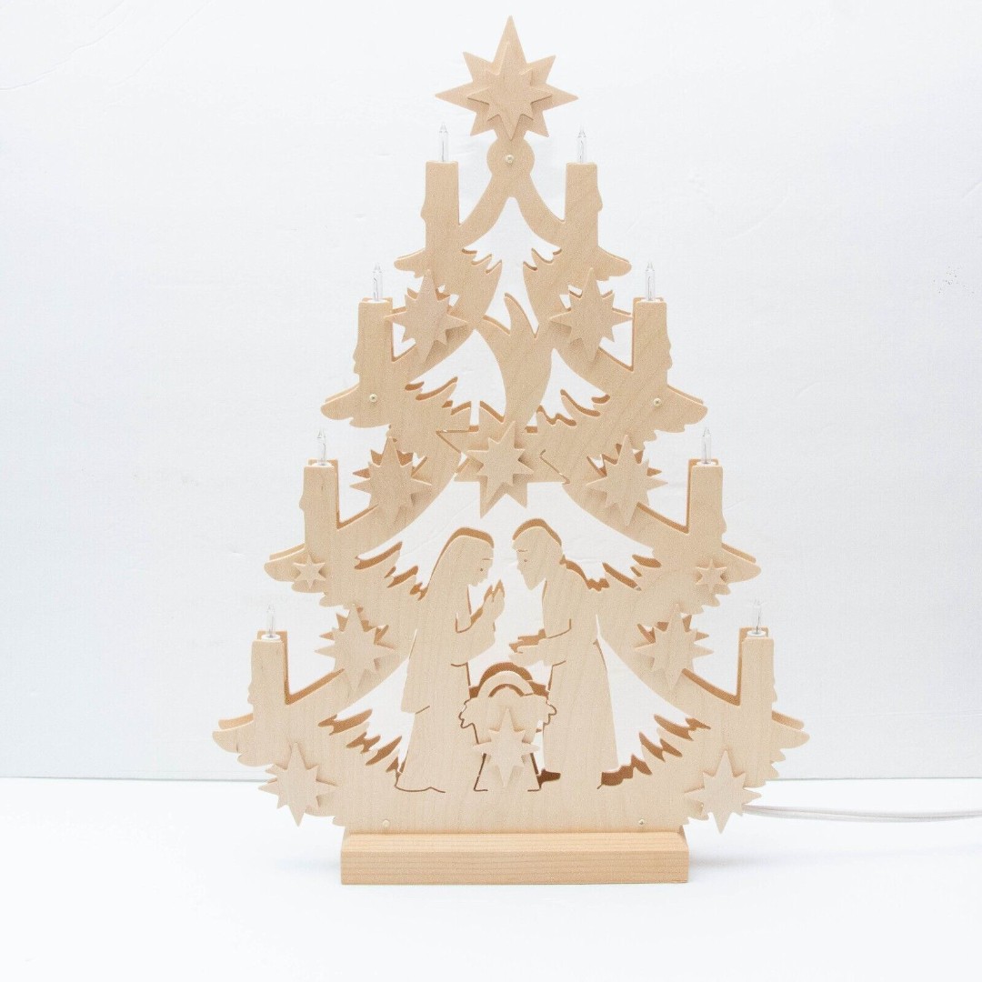 Michael Muller Handarbeit Wood Nativity Handmade Christmas Tree Lights 18 Box