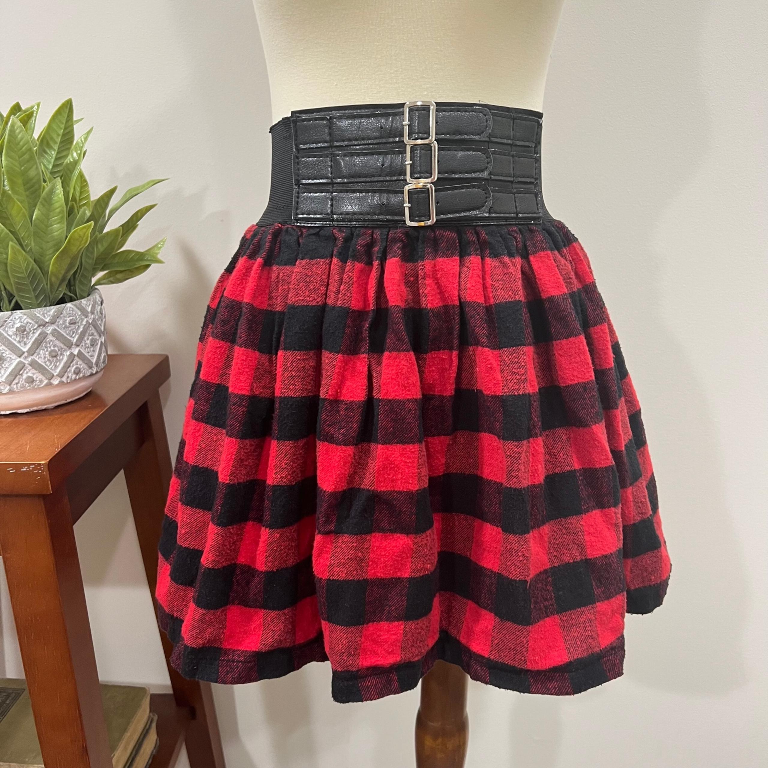 Papaya Buffalo Plaid Punk Mini Skirt Size Small