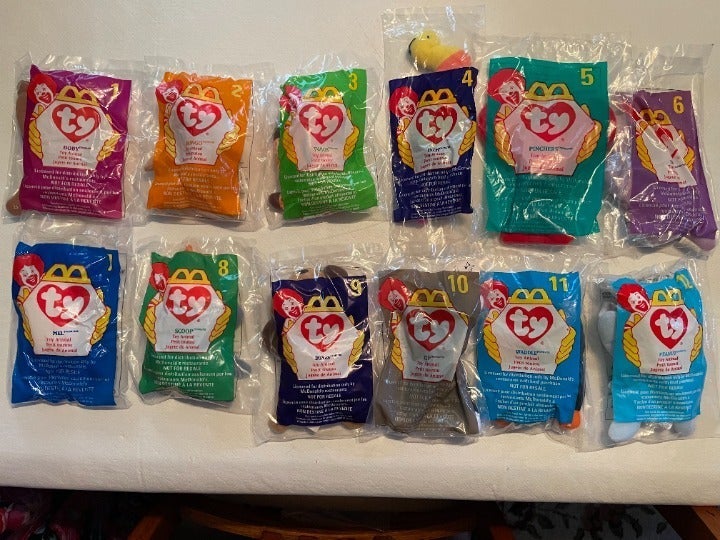 Ty Beanie Babies Teenie Beanie Babies McDonalds Animal Set Retired w/tag errors