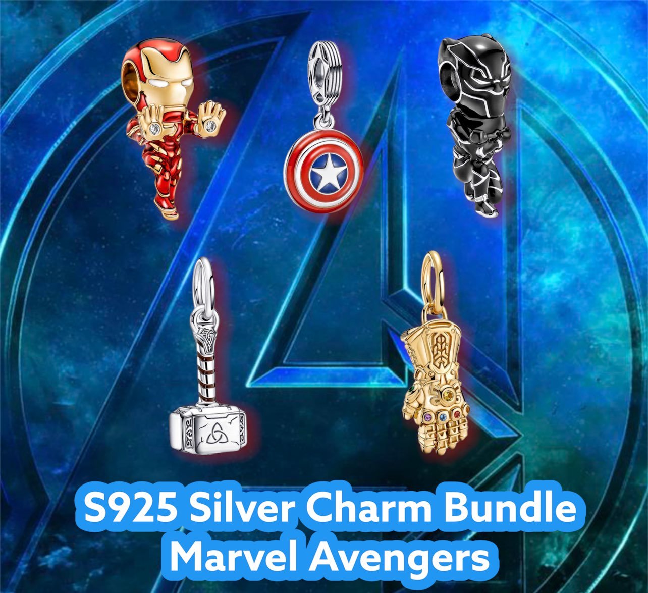 Marvel Avengers 5 Charm 925 Silver bundle