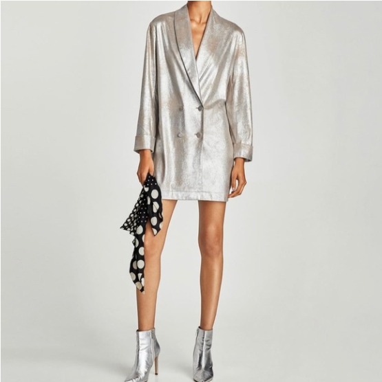 Zara Suede Metallic Trench Coat