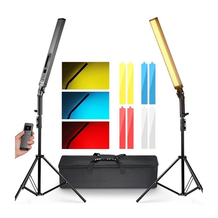 NEEWER LED Video Light Sticks & 2.4G Remote Kit, 2 Pack, Handheld & Dimmable