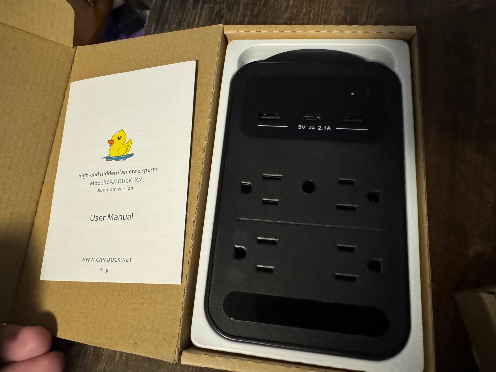CAMDUCK hidden spy camera wall outlet surge protector
