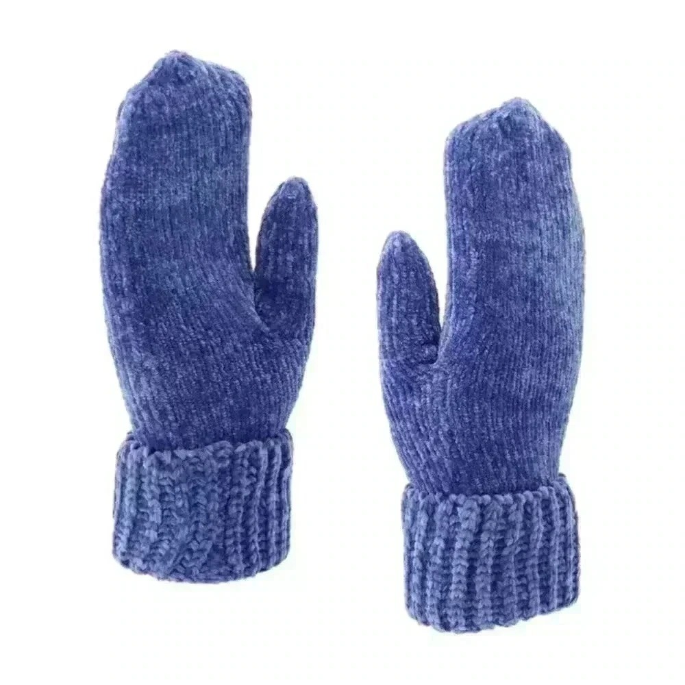 Kurt Geiger London women's blue chunky ribbed chenille mittens size OS