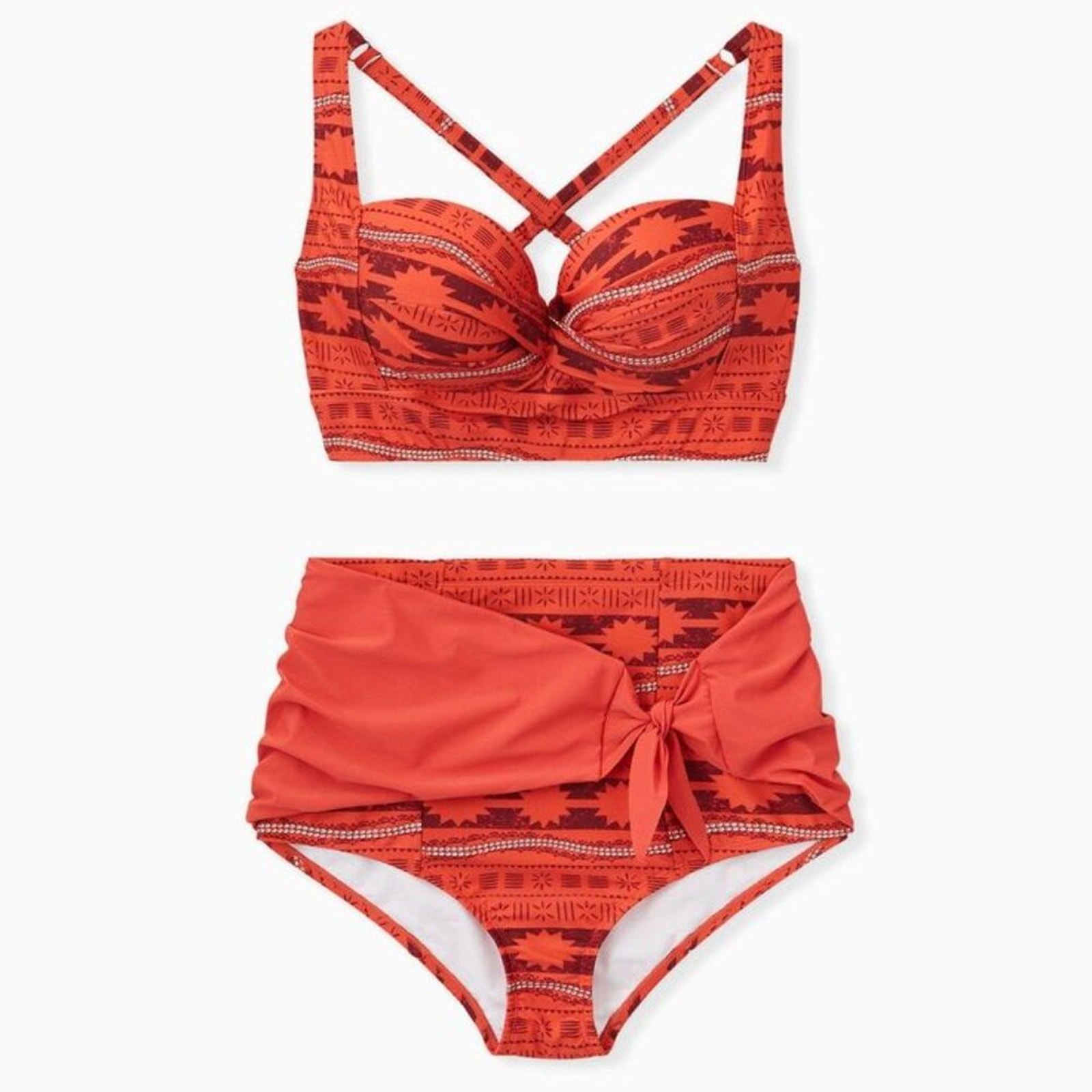 Torrid Disney Princess Women's Moana Orange Geo Print Bikini Swimsuit Set