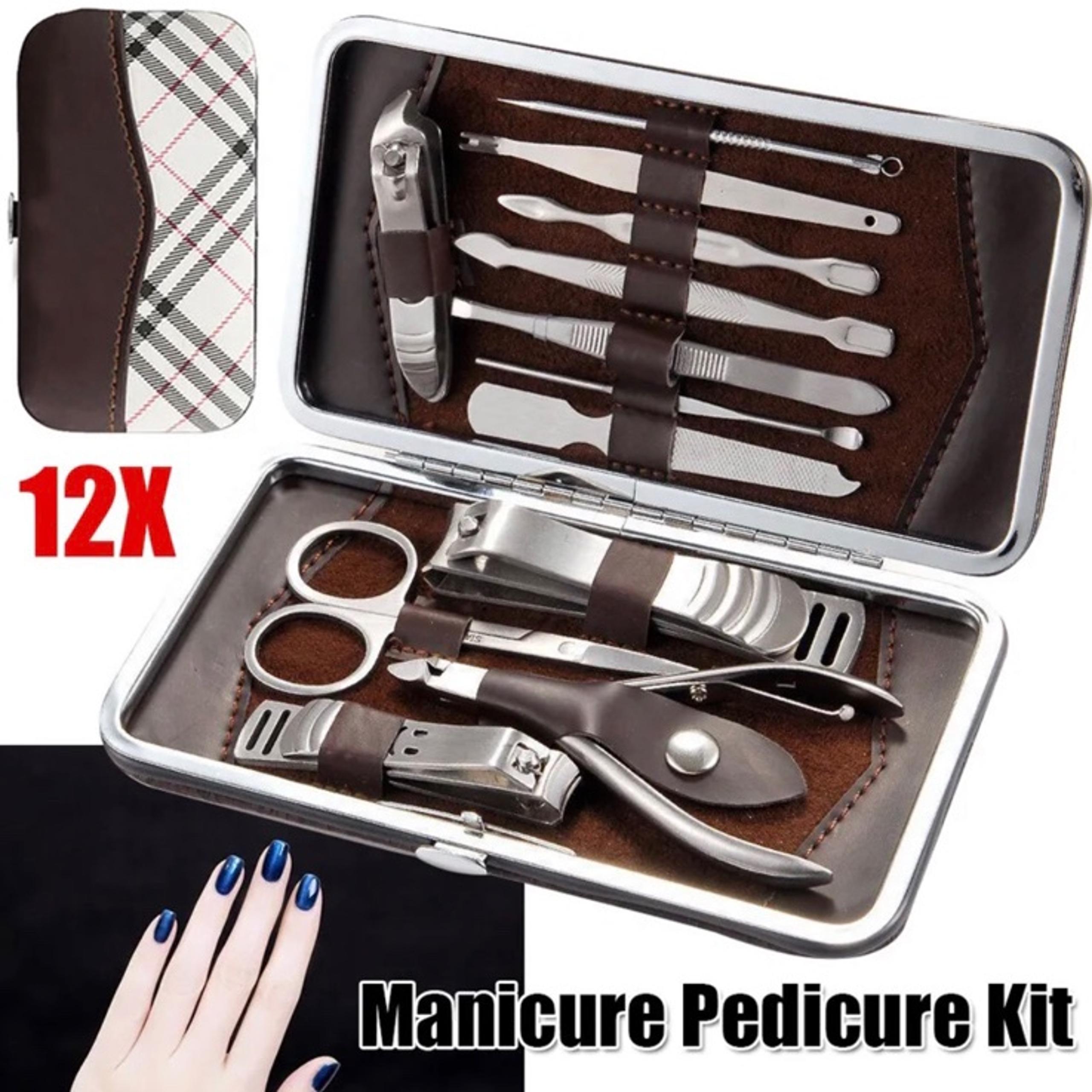 12PCS Men Women Manicure Pedicure Set Finger Toe Nail Clippers Scissors Grooming