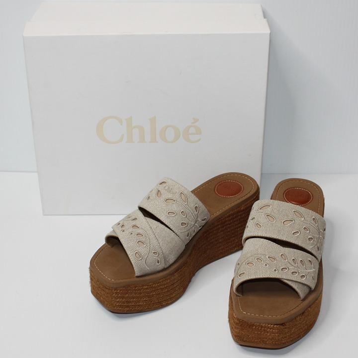 Chloé Women's Woody Espadrille Platform Wedge Sandals Shoes size EU 40 or US 10